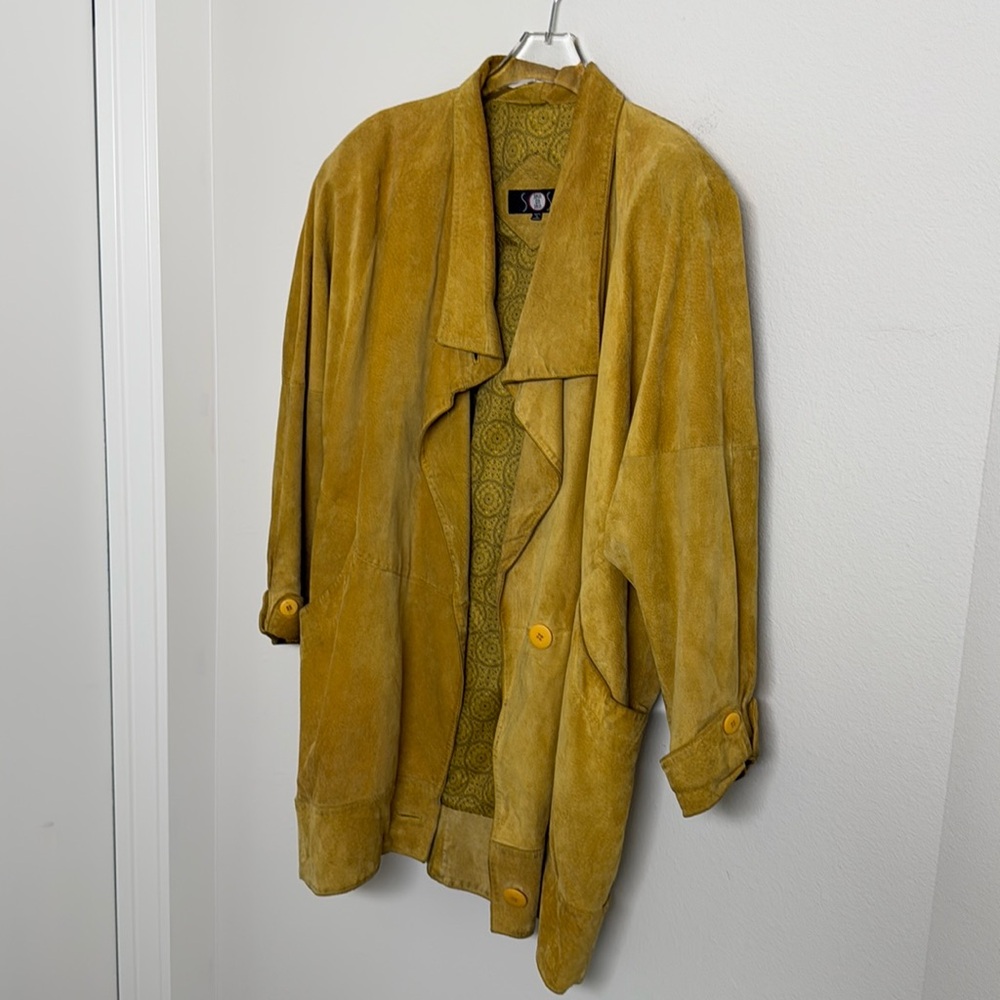 VINTAGE GENUINE LEATHER SUEDE CACOON SHAPED JACKET SZ L